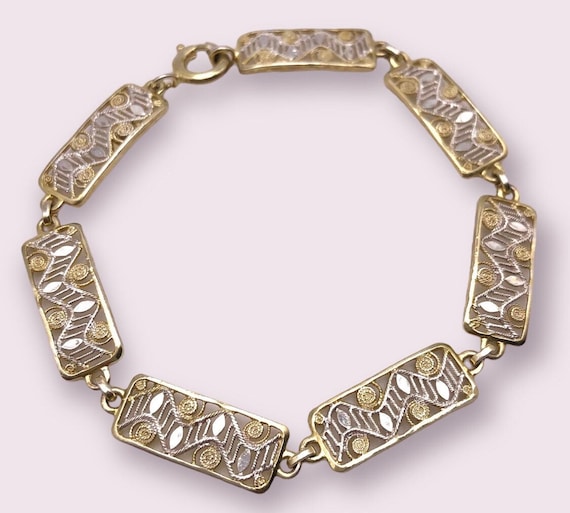 Vintage sterling silver and gold plate bracelet G… - image 1