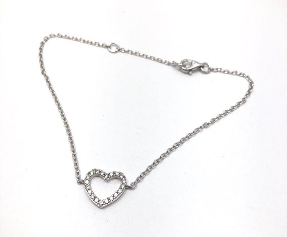 Heart bracelet silver, sterling silver hear brace… - image 1