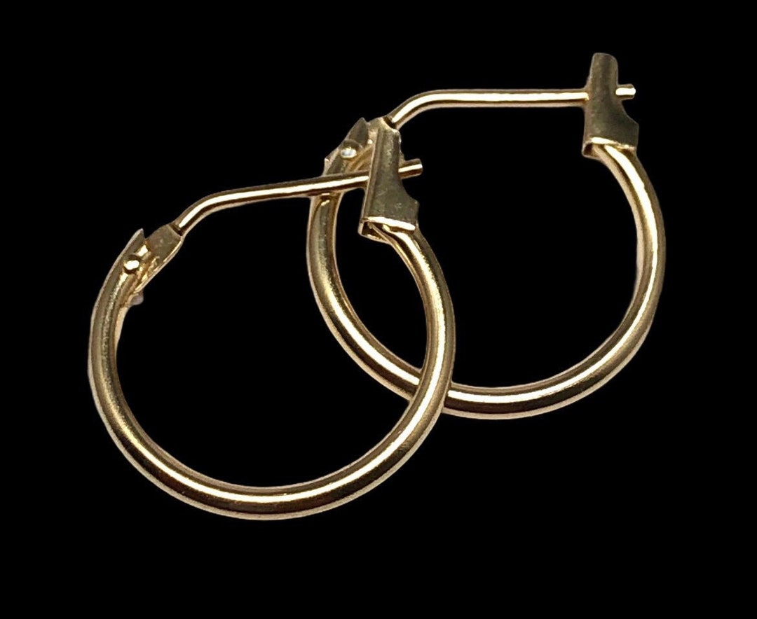 14K Gold Small Hoop Earrings Girls First Earrings 14K Gold Etsy