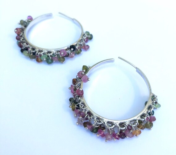 Tourmaline hoop earrings, sterling silver tourmal… - image 6