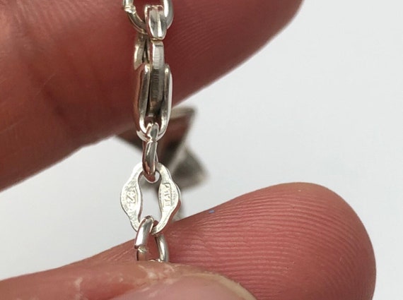 Sterling silver heart bracelet, silver link brace… - image 4