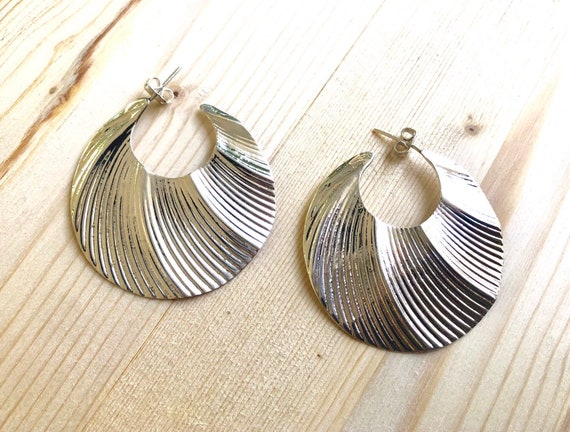 Large sterling silver hoop earrings, vintage hoop