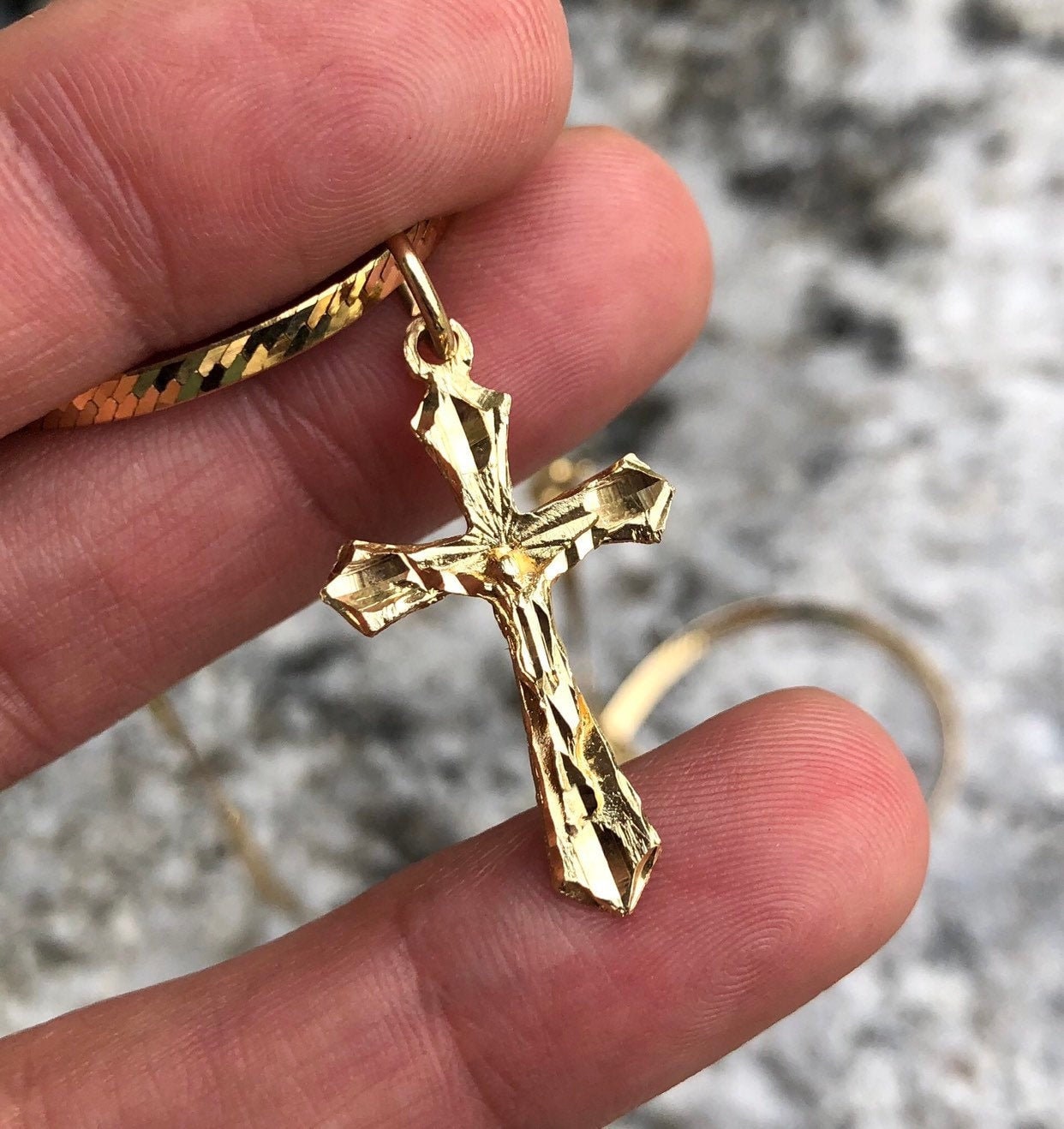 14k Gold Cross Charm 