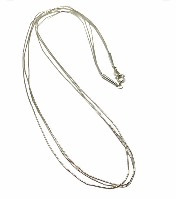 Sterling silver multi strand necklace, triple stra