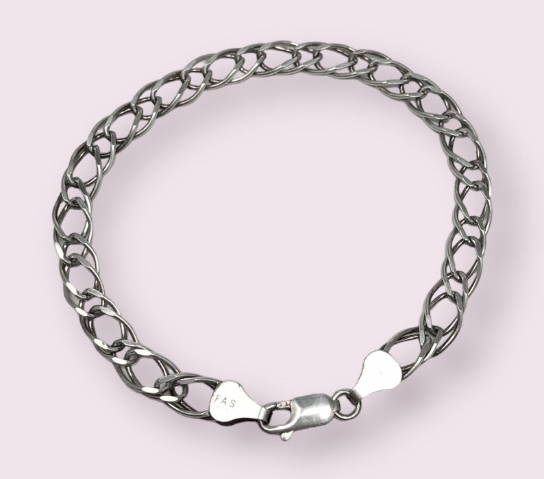 Fas Silver Sterling Silver FAS Link Bracelet Made in Italy, 7.25