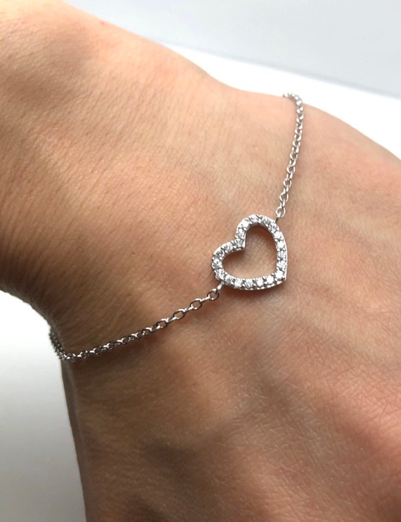 Heart bracelet silver, sterling silver hear brace… - image 3