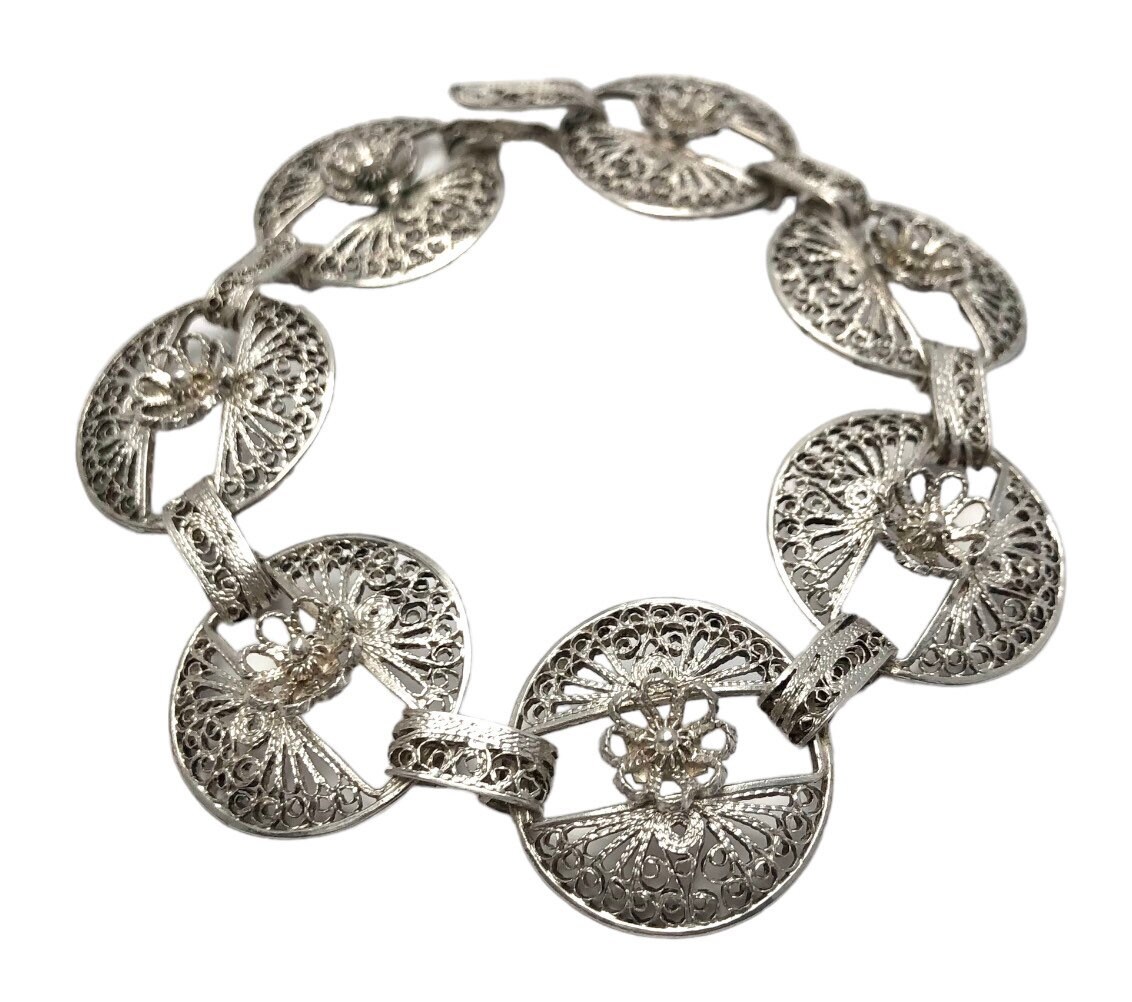 Vintage Bracelet Sterling Silver, Circle Link Bracelet Vintage Bracelet Sterling Silver, Circle Link Bracelet