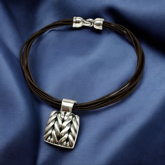 Square statement necklaces, solid sterling silver… - image 1