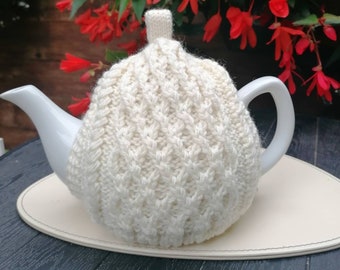 Aran Teapot Cozy / wool teapot cozy / Hand knitted tea cosy