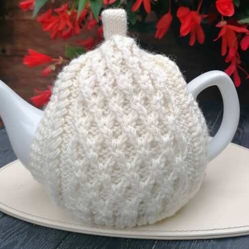 Aran Teapot Cozy / Wool Teapot Cozy / Hand Knitted Tea Cosy Etsy