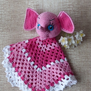 Elephant Baby Security Blanket/ Pink baby security blanket/ Crochet blanket/ Handmade Baby security blanket