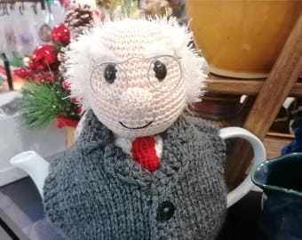 Michael D Higgins teapot cosy/ Knitted teapot cosy/ Michael tea Higgins cosy/ Handmade teapot cozy