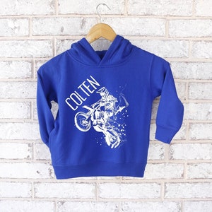 Personalized Toddler Dirt Bike Hoodie. Birthday Gift.
