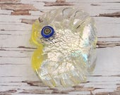 Venetian Murano Glass Fish Bead , Handmade Murano Glass Beads , Silver Foil Fish Bead , Handmade Glass Focal Beads , 35mm x 44mm