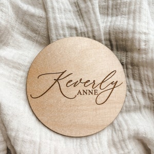 Baby Name Announcement Sign | Wooden Circle Birth Announcement Sign | Newborn Photo Name Sign | Hospital Baby Stats Sign