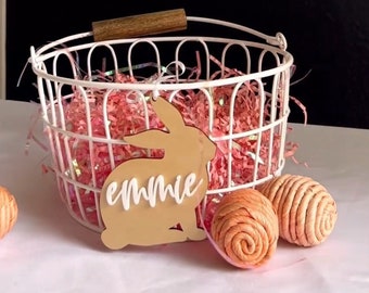 Personalized Easter Basket Name Tag | Acrylic or Wood Bunny