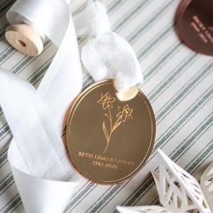 Personalized Memorial Ornament: Birth Flower, Custom Sympathy Gift, In Memory Of