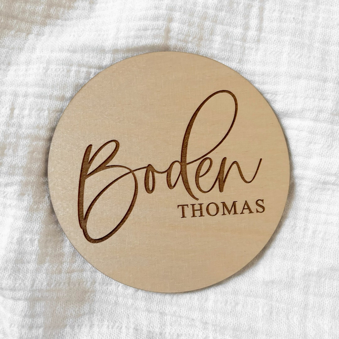 Baby Name Announcement Sign | Wooden Circle Birth Announcement Sign ...
