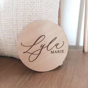 Baby Name Announcement Sign | Wooden Circle Birth Announcement Sign | Newborn Photo Name Sign | Hospital Baby Stats Sign