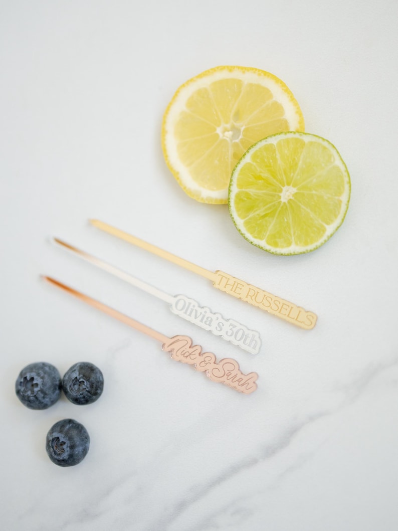 Personalized Cocktail Garnish Picks – Custom Acrylic Party Drink Toppers image 4