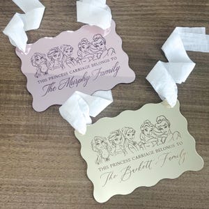 Princess Stroller Identifier Tag for Theme Park | Custom Stroller Tag in Gold or Pink | Vacation Name Tag for Single or Double Stroller