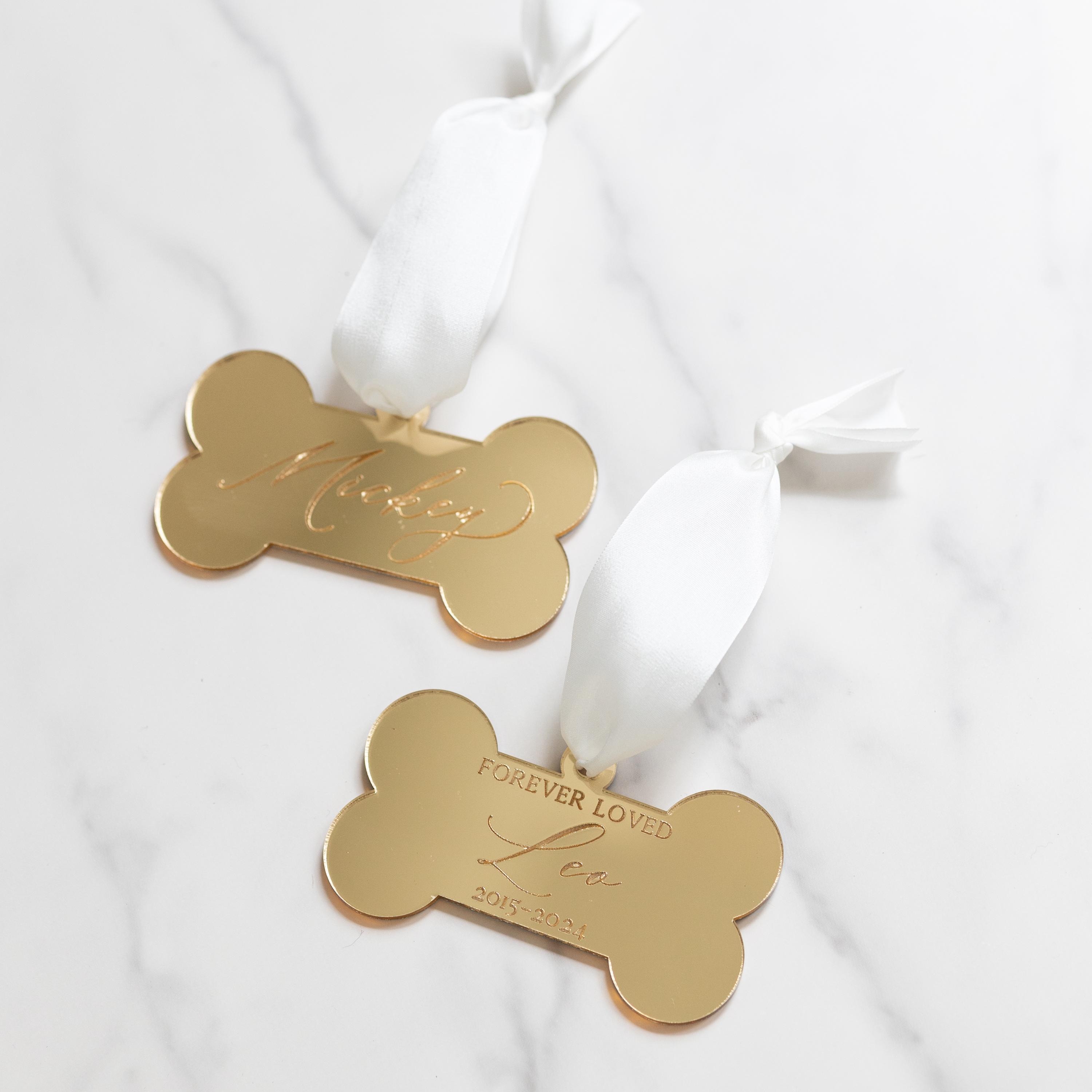 Personalized Dog Bone Ornament | Loss of Dog Gift | New Puppy, Dog Christmas Ornament | Custom Gift for Death of Dog | Forever Loved Pet