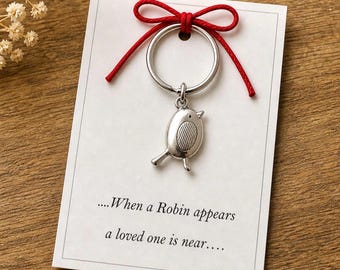 Sympathy Gift | Memorial Keepsake | Remembrance Gift | Thinking of You Gift | Hanging Decoration with Message Tag | Robin keyring