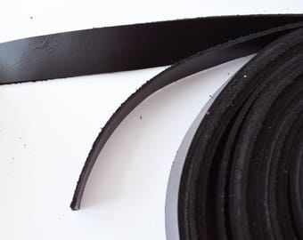 Black shiny leather 25mm cow leather strap genuine real leather craft leathermaking webbing strapping