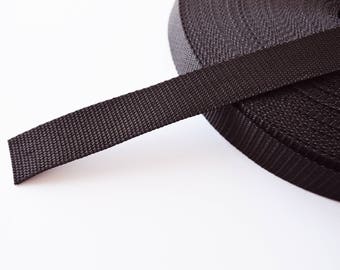 Webbingband 20/25/50 mm polypropyleen zwarte tassenriemen