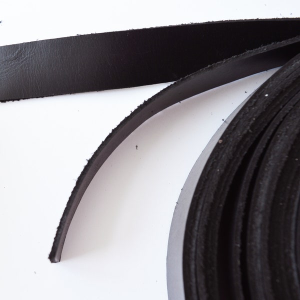 Black shiny leather 20mm cow leather strap genuine real leather craft leathermaking webbing strapping