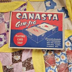 1950er Jahre Canasta Gin-Jig Zahlkartenspiel mit Tray