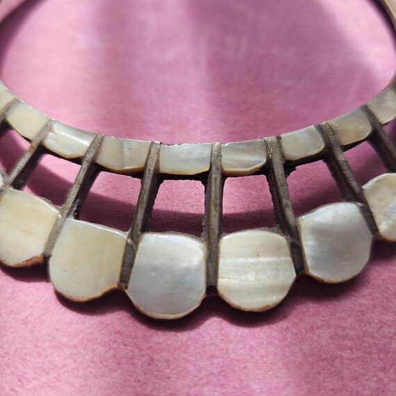 Antique 1920s Art Deco Brass & Mother of Pearl Choker - Gem