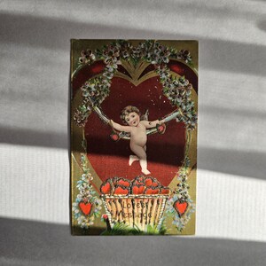 Cartão postal vintage de 1900 RB Co. Valentine em relevo brilhante - mensagem de amor