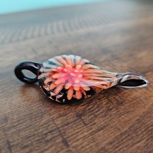 Vintage Murano Blown Orange, Red, Black and Gold Glass Pendant