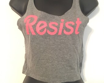 Resist Bella Canvas Crop Top Tank Planned Parenthood Odebear Press Barbie