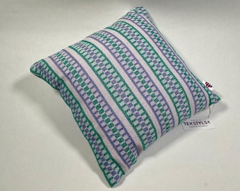 Reversible Handwoven Pillow Cover — Periwinkle & Burgundy | Cotton 18x18