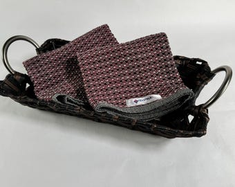 Handwoven Cotton Table Napkin | Reversible Red Black Kitchen Napkin