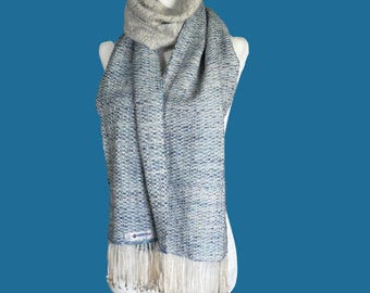 Handwoven Silk Tencel Scarf — Blue and Lavender | Lightweight Year-Round