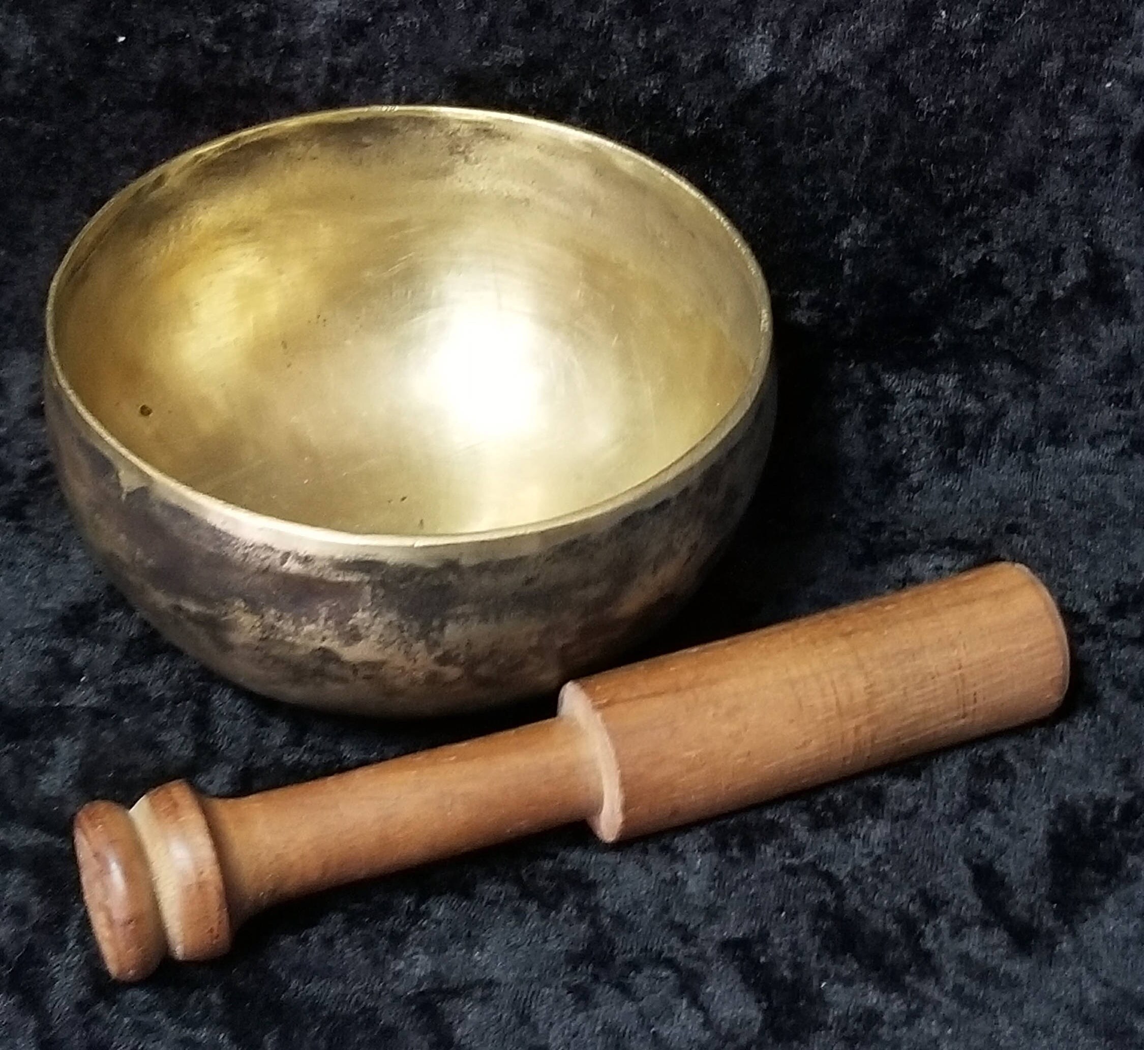 Tibetan Singing Bowl With Mallet Very Old Patina Hand Etsy