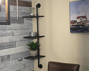 industrial style corner shelf -corner pipe shelf -corner pipe shelves - corner shelves
