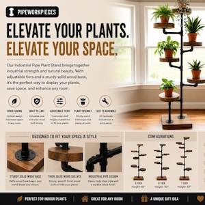Industrial inspired Plant Stand- 4 to 7 Tier Freestanding Plant Holder