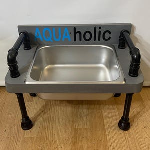 Rustic Raised Dog Water Bin: Steampunk Style