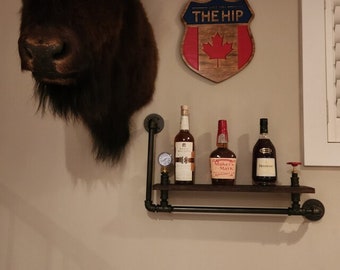 Steampunk Bar Shelf - Bar Shelf - Floating Bar shelf - Floating Display Shelf