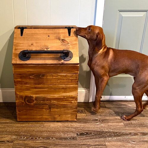 30lb Wooden Dog Food Storage Container Dog Food Bin Pet Food Etsy Canada