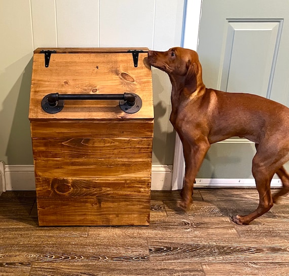 XLARGE Wooden Dog Food Storage Container HOLDS 40LB BAGS Etsy