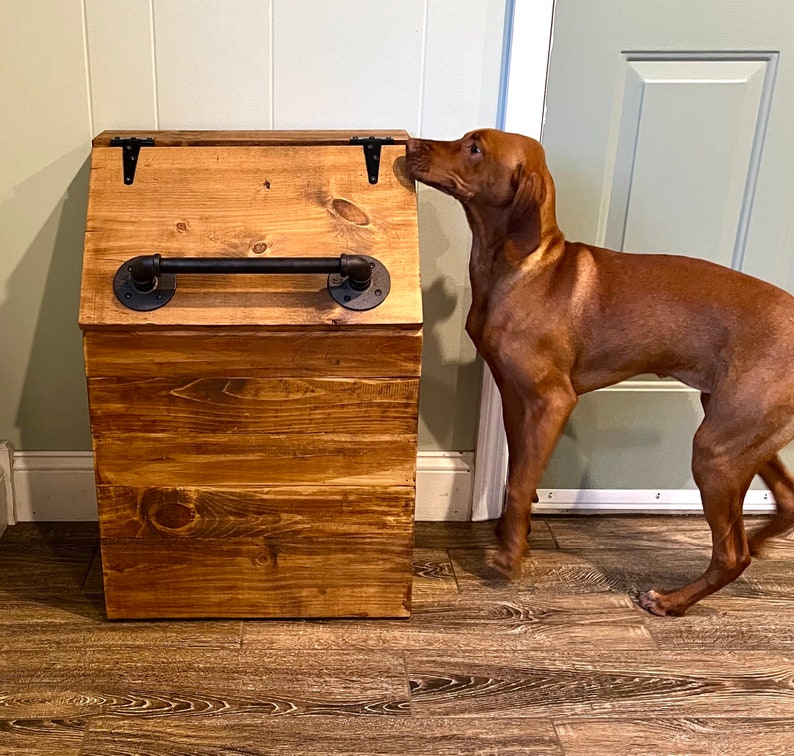 XLARGE Wooden Dog Food Storage Container HOLDS 40LB BAGS Etsy