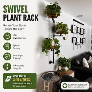 Industrial Swivel Plant Rack: Steampunk Style, Multi-Tier Display