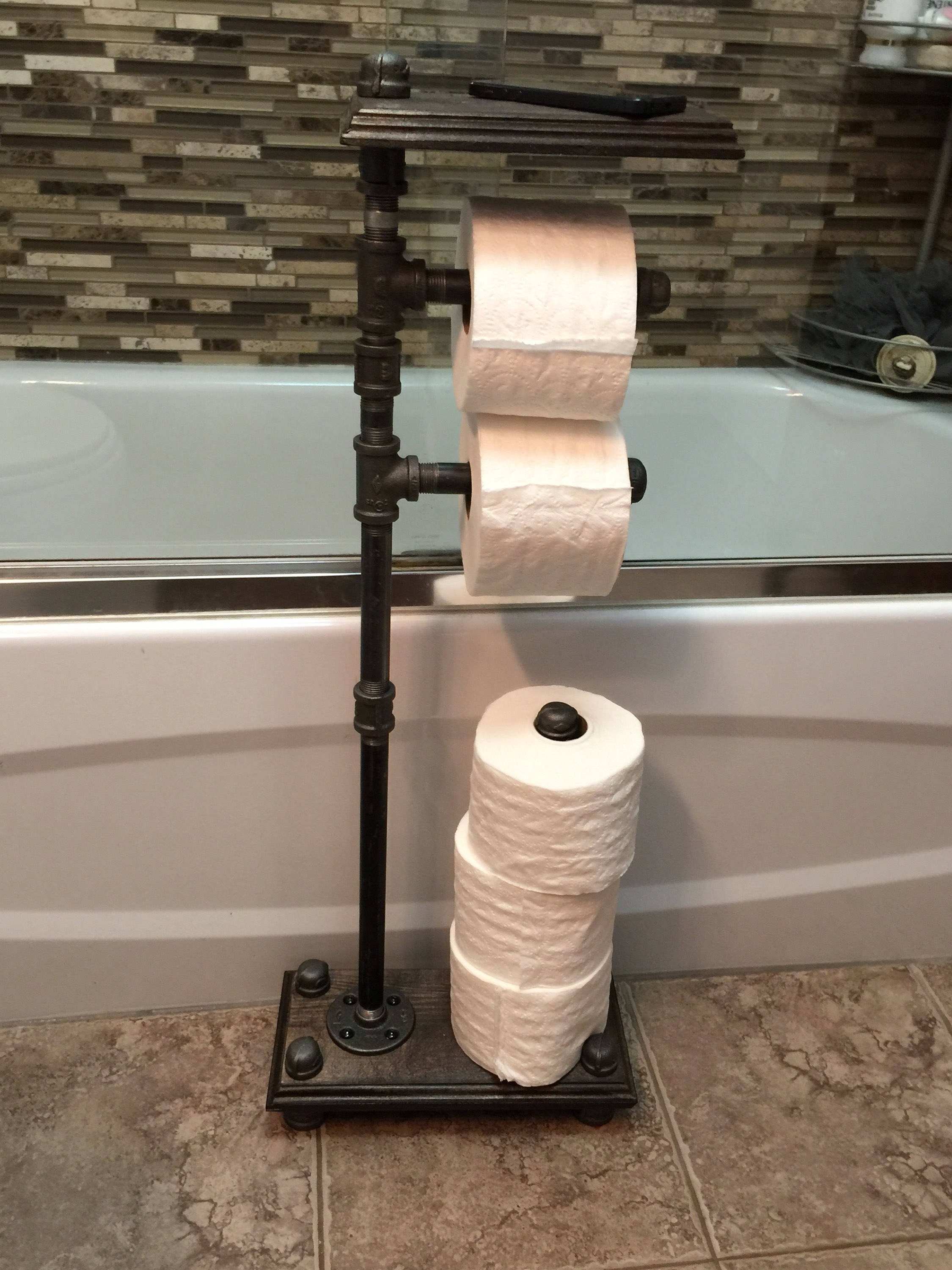 Industrial Bathroom Toilet Paper Holder Stand