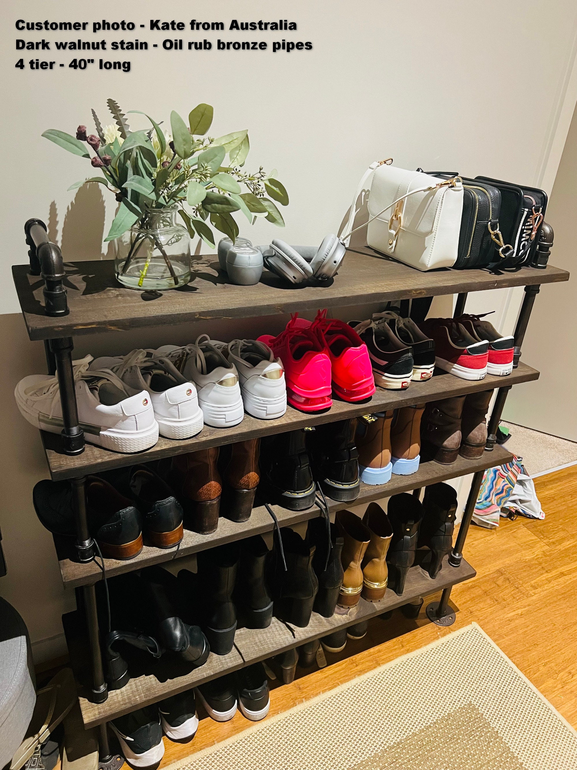 Shoe Rack for Closet, 9 Tier Shoe Organizer for Bedroom Garage Entryway, Black Shoe Shelf Customizable Heavy Duty Sturdy