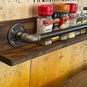 Wall mount - Spice Rack - Pipe Spice Rack - Home Decor - Spice holder - Industrial style spice rack